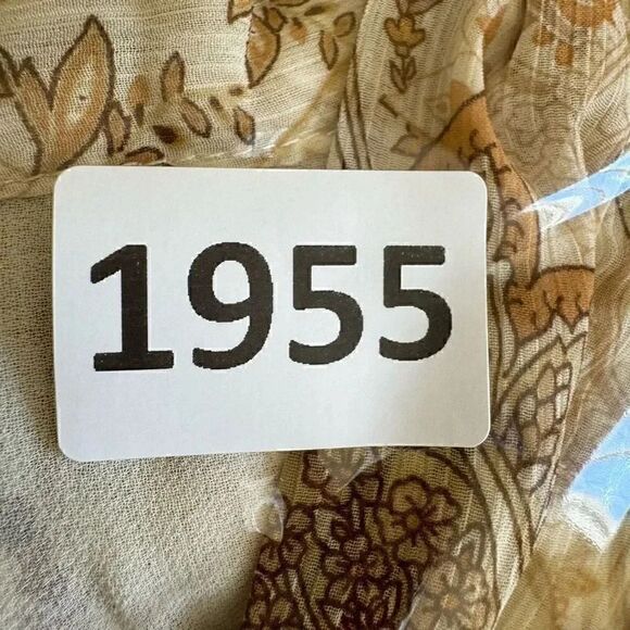 Joie PAISLEY PRINTED RETRO BLOUSE Linen IN BROWN Cream SZ L #1955 - Picture 10 of 11